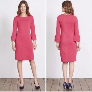 BODEN Dress Lavinia Ponte Women’s Knit Pink Bell Sleeves Career Size US 14 UK 18
